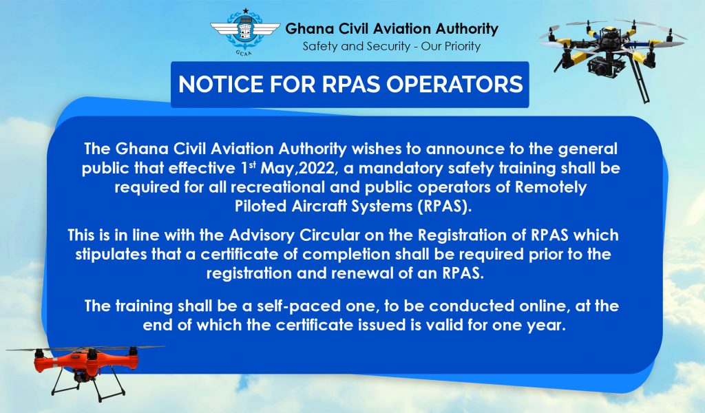 NOTICE FOR RPAS OPERATORS